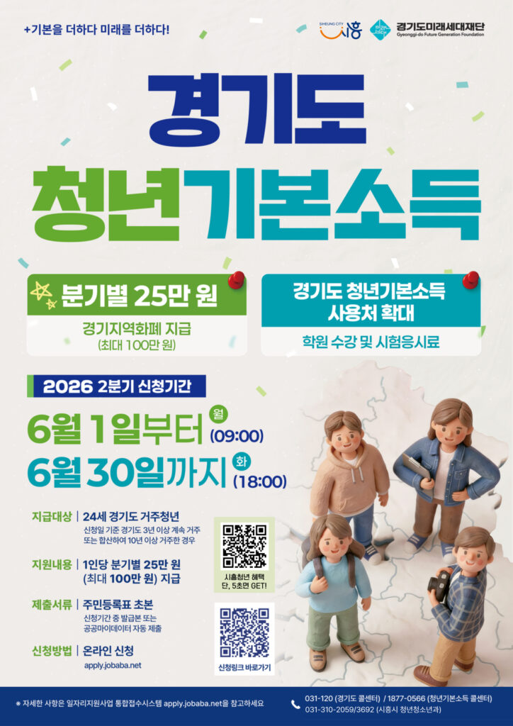 시흥시, 24세 청년 대상 ‘청년기본소득’ 2분기 신청 접수